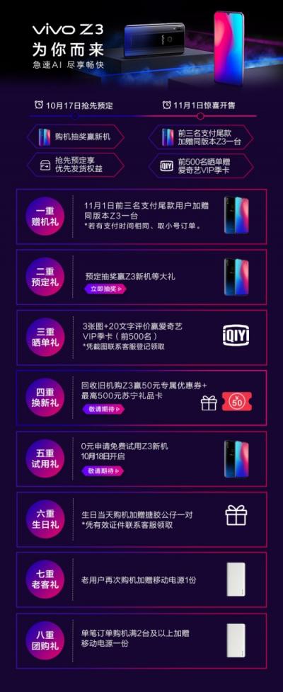 性價比神機vivo Z3開啟預(yù)定，蘇寧易購線下包銷打響雙十一