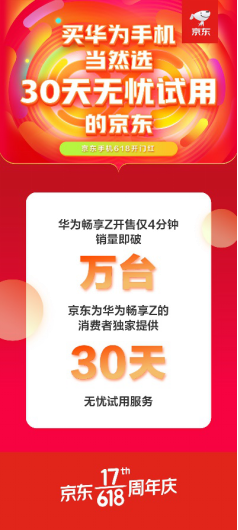 京東618華為勢(shì)頭猛！ 華為手機(jī)1小時(shí)成交額同比增長(zhǎng)180%