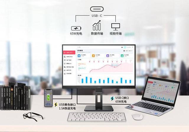搭載USB C接口，AOC P2系列打造極速傳輸體驗!