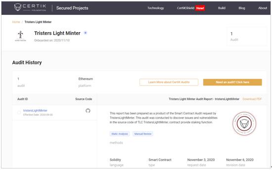 美國(guó)安全審計(jì)公司CERTIK完成去中心化借貸協(xié)議TLC智能合約代碼審計(jì)