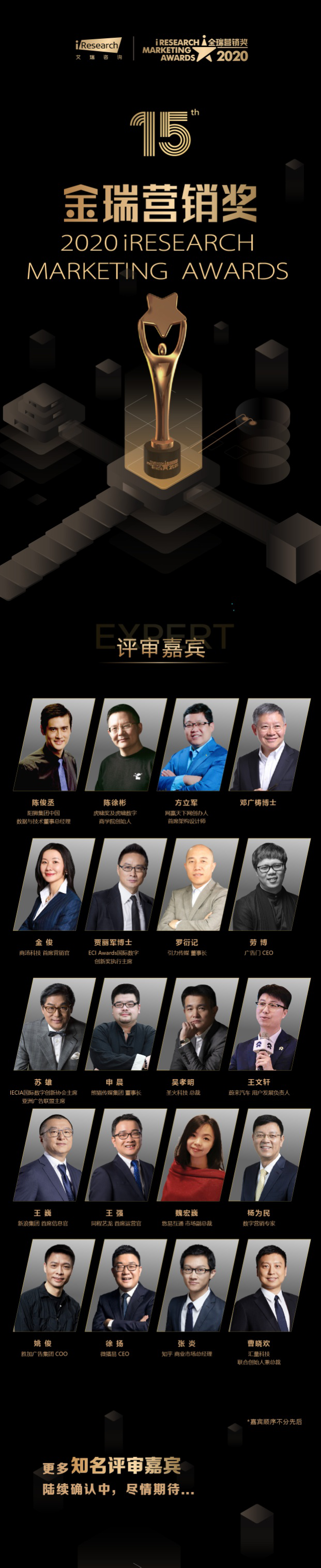 2020金瑞營銷獎iResearch Marketing Awards評委陣容公布