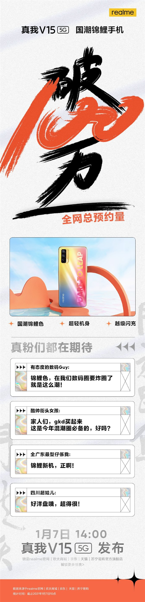 realme V15未發(fā)先火：全網(wǎng)超百萬人預(yù)約 爆款預(yù)定