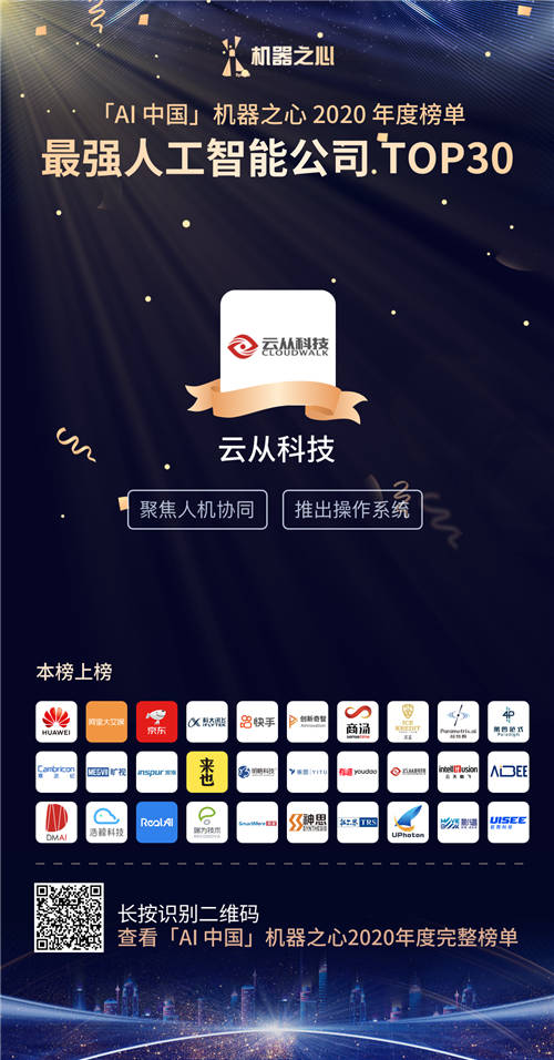 云從科技榮膺最強(qiáng)人工智能TOP30