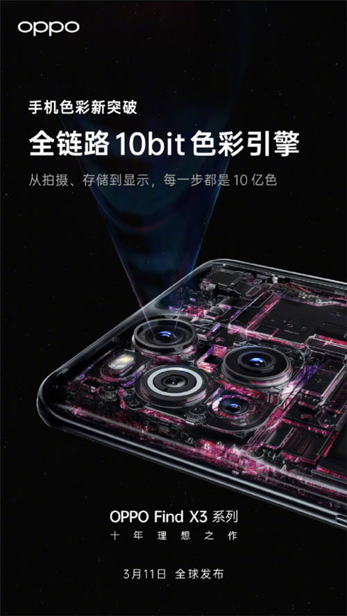 首發(fā)全鏈路10bit色彩引擎！OPPO Find X3新突破