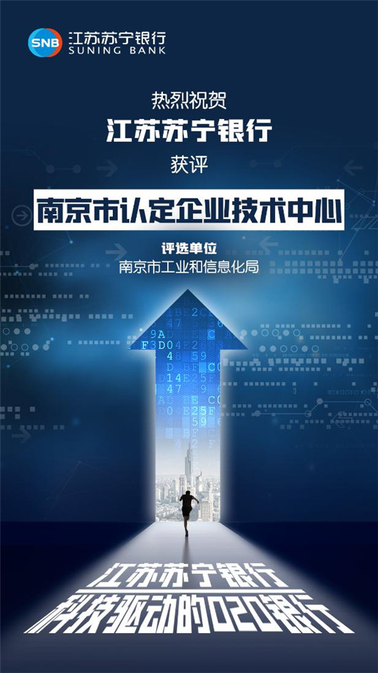 江蘇蘇寧銀行獲評“南京市認(rèn)定企業(yè)技術(shù)中心”