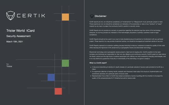 CertiK完成對Trister World首個NFT項(xiàng)目tCard的合約安全審計