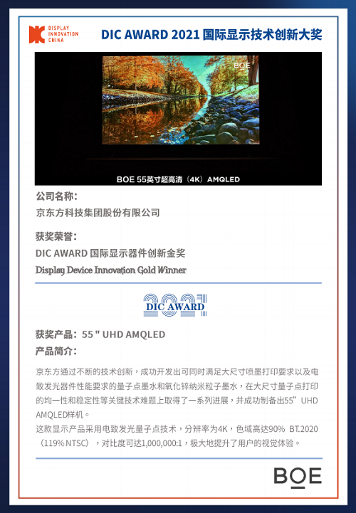 DIC 2021 顯示技術(shù)及應(yīng)用創(chuàng)新展在滬啟幕！DIC AWARD獎項揭曉，這些顯示企業(yè)摘得桂冠！