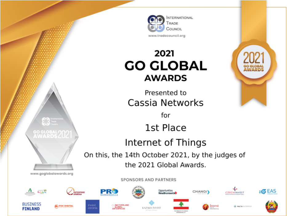 桂花網(wǎng)(Cassia Networks)榮獲國(guó)際貿(mào)易理事會(huì)“2021 Go Global Awards”物聯(lián)網(wǎng)類(lèi)金獎(jiǎng)