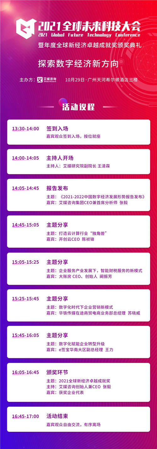 洞見數字經濟未來，2021全球未來科技大會將于10月29日隆重舉行