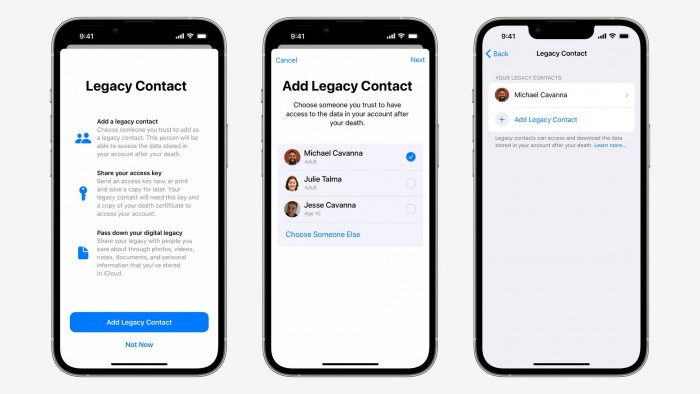 Legacy Contacts 支持在iPhone / iPad / Mac 計(jì)算機(jī)上設(shè)置