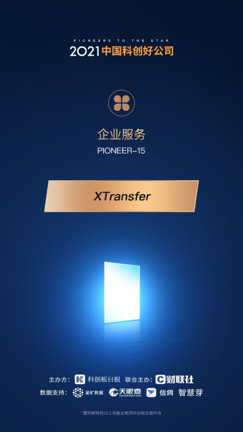 XTransfer榮獲2021中國科創(chuàng)好公司“企業(yè)服務(wù)Pioneer-15”獎項