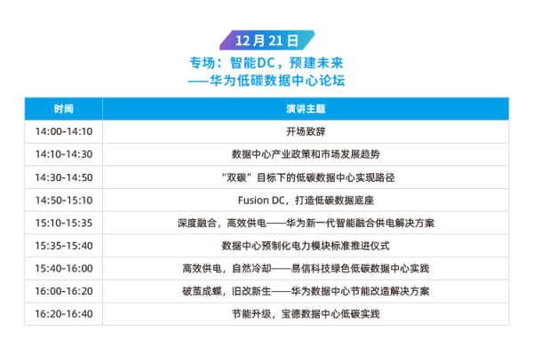 IDCC2021 智能DC，預建未來 華為低碳數據中心論壇