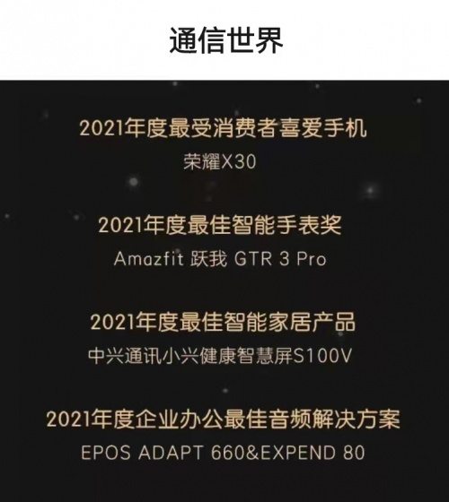 榮耀X30獲“2021年度最受消費者喜愛手機(jī)”獎，新年換機(jī)就選它！