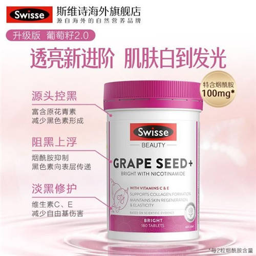 Swisse葡萄籽煙酰胺片配方創(chuàng)新升級，重塑透亮美肌