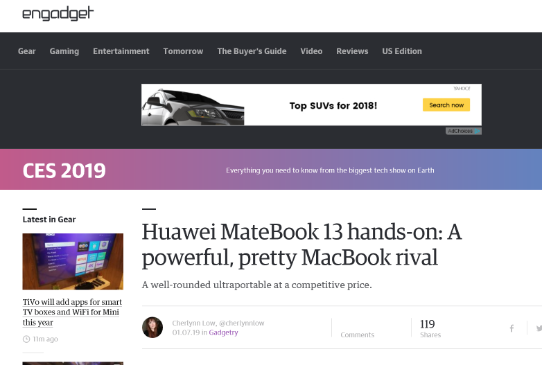 再奪權(quán)威CES大獎(jiǎng)！HUAWEI MateBook 13出海“亮劍”，實(shí)力爆紅