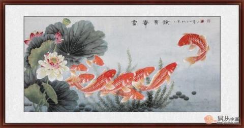 客廳適合掛什么畫 招財(cái)九魚圖讓2019走運(yùn)一整年