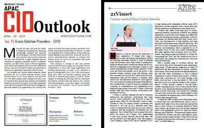 世紀(jì)互聯(lián)獲選APAC CIO Outlook“Top 10 Azure Solution Providers”