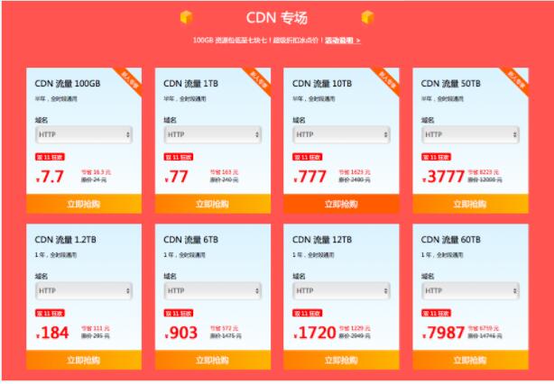 七牛云雙11云采購嘉年華，CDN、云存儲等資源包低至1折