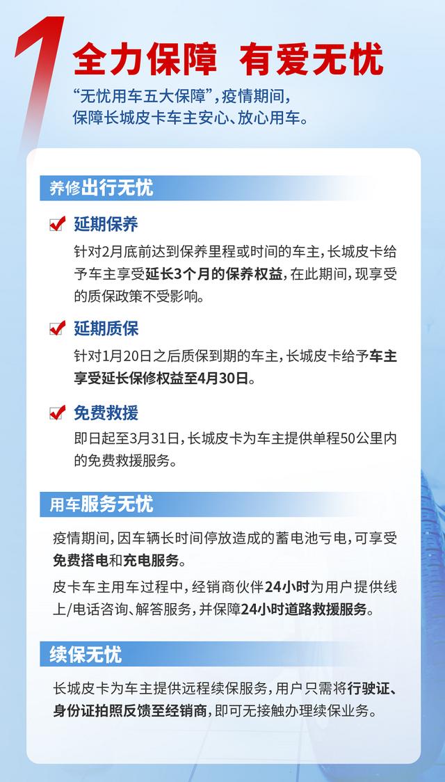 同心抗疫 長(zhǎng)城皮卡推出十大關(guān)愛(ài)保障