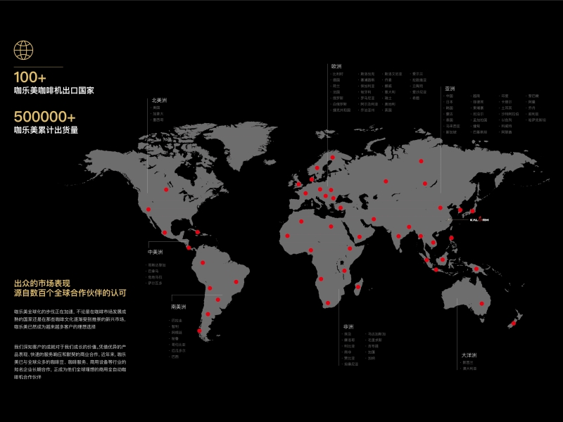 咖樂(lè)美咖啡機(jī)出口100+國(guó)家