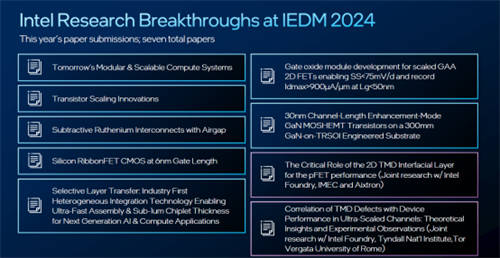 英特爾IEDM 2024技術突破：超快速芯片間封裝、業(yè)界首創(chuàng)晶體管、減成法釕互連