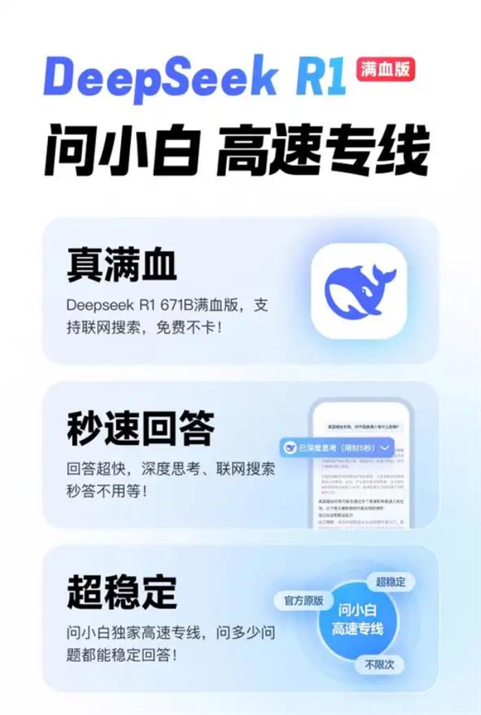 接入DeepSeek-R1滿血版，問小白成“Deepseek難民”完美替代方案